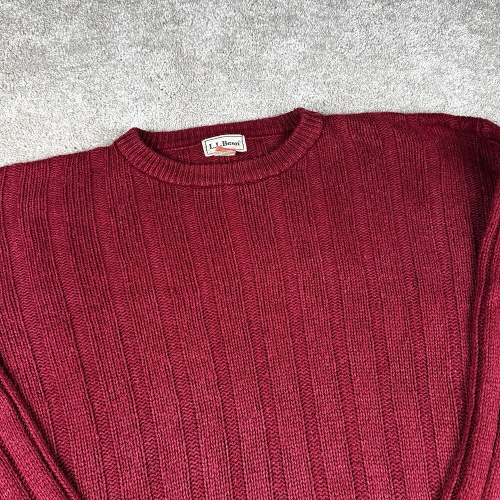 L.L. Bean Vintage Silk Lambswool Cable Knit Sweater Maroon VTG XLLB Men’s Large